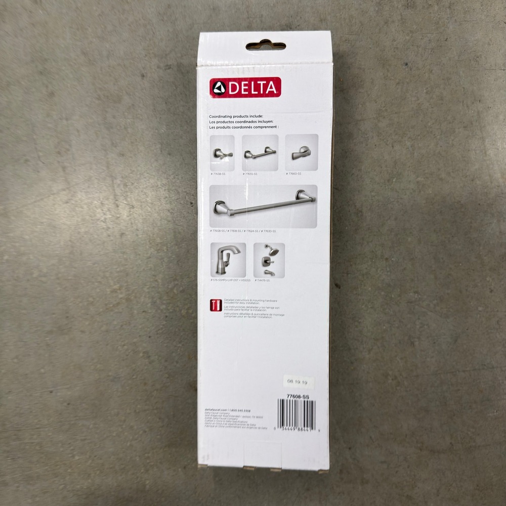 Delta Stryke 8 Inch Towel Bar Brilliance Stainless Finish 77608-SS Bathroom New - Picture 4 of 6